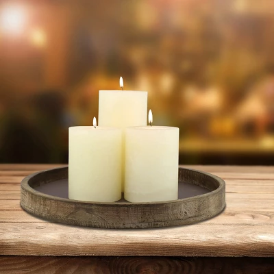 11.8" Rustic Round Wood Tray Brown - Stonebriar Collection 4 11.8" Rustic Round Wood Tray Brown - Stonebriar Collection - Image 2