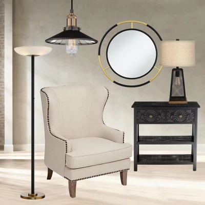 Possini Euro Design Modern Torchiere Floor Lamp LED 72" Tall Black Antique Brass White Glass Shade For Living Room Reading Uplight 9 Possini Euro Design Modern Torchiere Floor Lamp LED 72" Tall Black Antique Brass White Glass Shade For Living Room Reading Uplight - Image 7