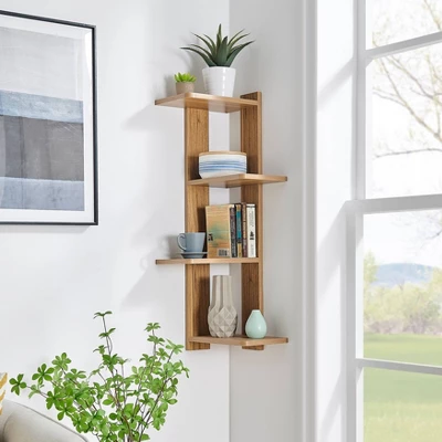 33" X 11.8" Alvar Corner 4 Tier Floating Ledge Column Wall Shelf - Danya B. 8 33" X 11.8" Alvar Corner 4 Tier Floating Ledge Column Wall Shelf - Danya B. - Image 6