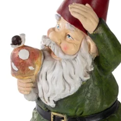 12" Polyresin Garden Gnome With Mushroom - Alpine Corporation -Finest Home Decoration GUEST 64b67f6e 8a48 4281 82ea 10353d5f2d0f