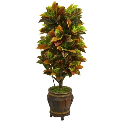 Nearly Natural 5.5-ft Croton Artificial Plant In Decorative Planter (Real Touch) 3 Nearly Natural 5.5-ft Croton Artificial Plant In Decorative Planter (Real Touch)