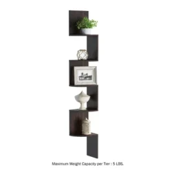 Floating Corner Shelf- 5 Tier Wall Shelves With Hidden Brackets To Display Décor, Books, Photos, More- Hardware Included By Lavish Home (Dark Brown) -Finest Home Decoration GUEST 65f87da9 7dc3 4634 beb1 ff80cdb6b543