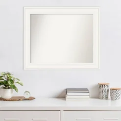 34" X 28" Non-Beveled Ridge White Wall Mirror - Amanti Art -Finest Home Decoration GUEST 6765e7bd 8329 4b52 a1ff a4947f732467