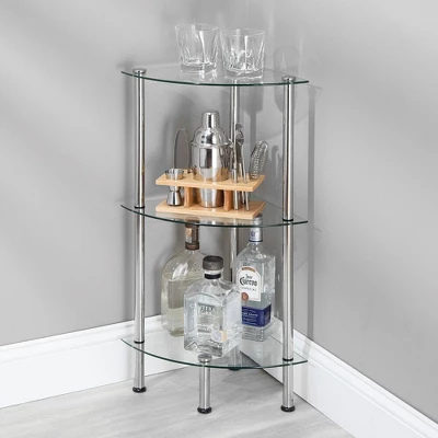 MDesign Glass/Metal Household Corner Organizer Shelf 4 MDesign Glass/Metal Household Corner Organizer Shelf - Image 2