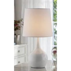23.5" Modern Metal Table Lamp With Touch Sensor White - Ore International