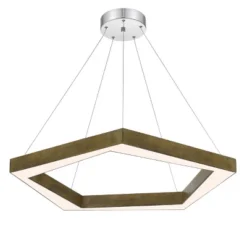 30.25" X 64" LED Integrated Metz Dimmable Polygon Pine Wood Pendant Brown - Cal Lighting