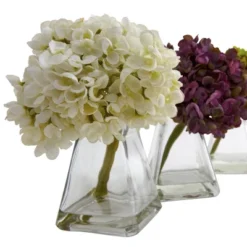 Set Of 3 Artificial Hydrangea Plant In Glass Vase - Nearly Natural -Finest Home Decoration GUEST 6a02acd3 5abb 4372 9c05 a3d043c8737d