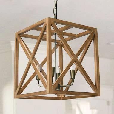 Metal/Wood Chandelier Natural Brown - Storied Home 8 Metal/Wood Chandelier Natural Brown - Storied Home - Image 6