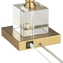 Possini Euro Design Wayne Modern Table Lamps 29 1/4" Tall Set Of 2 Brass With USB Charging Port White Fabric Drum Shade For Bedroom Living Room Kids -Finest Home Decoration GUEST 6affcbaa 43d4 46ac 9741 a2116c090c62