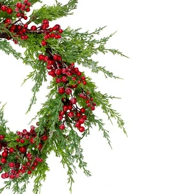 Northlight Frosted Red Berries Artificial Christmas Wreath - 26-Inch, Unlit 4 Northlight Frosted Red Berries Artificial Christmas Wreath - 26-Inch, Unlit - Image 2