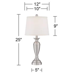 Regency Hill Blair Traditional Table Lamps 25" High Set Of 2 Brushed Nickel White Drum Shade For Bedroom Living Room Bedside Nightstand Office Family -Finest Home Decoration GUEST 6b4c9aea c383 4a09 a3d8 539a71853298