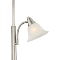 360 Lighting Jordan Modern Torchiere Floor Lamp With Side Lights 71 1/2" Tall Brushed Nickel Alabaster Glass Shade For Living Room Reading Bedroom -Finest Home Decoration GUEST 6bec1e20 9d5f 422a 9222 74f34b37cea6
