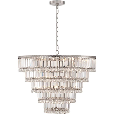 Vienna Full Spectrum Magnificence Satin Nickel Chandelier 24 1/2" Wide Modern Faceted Crystal Glass 15-Light LED Fixture For Dining Room House Kitchen 6 Vienna Full Spectrum Magnificence Satin Nickel Chandelier 24 1/2" Wide Modern Faceted Crystal Glass 15-Light LED Fixture For Dining Room House Kitchen - Image 4