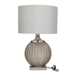 Glass Table Lamp With Drum Shade Gray - Olivia & May -Finest Home Decoration GUEST 6c6372e3 b5d8 4f94 a6e6 b0f4f22dcc62