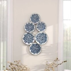 Metal Plate Wall Decor With Embossed Details Blue - Olivia & May -Finest Home Decoration GUEST 6e57e334 8a7c 4fc8 8044 a257a8eb87ab
