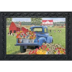 Briarwood Lane Day On The Farm Spring Doormat Pick-up Truck Indoor Outdoor 30" X 18"