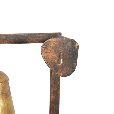 Metal Bell Square Frame Wall Decor Brass - Olivia & May 5 Metal Bell Square Frame Wall Decor Brass - Olivia & May - Image 3