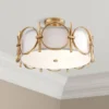 Barnes And Ivy Francis Mid Century Modern Ceiling Light Semi Flush Mount Fixture 18 1/4" Wide Gold 3-Light White Fabric Drum Shade For Bedroom Kitchen -Finest Home Decoration GUEST 705c206f 0998 4f3b be98 93c2d46ce343