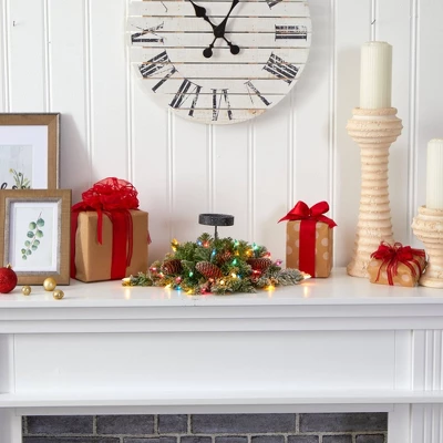 Nearly Natural 16-in Flocked Artificial Christmas Pine Candelabrum With 35 Multicolored Lights And Pine Cones 7 Nearly Natural 16-in Flocked Artificial Christmas Pine Candelabrum With 35 Multicolored Lights And Pine Cones - Image 5