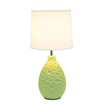 14.17" Traditional Ceramic Texture Thumbprint Tear Drop Table Desk Lamp With Tapered White Shade Green - Creekwood Home 3 14.17" Traditional Ceramic Texture Thumbprint Tear Drop Table Desk Lamp With Tapered White Shade Green - Creekwood Home