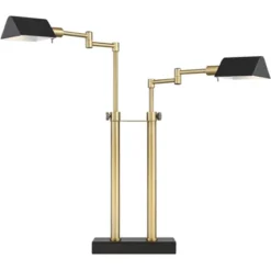 Possini Euro Design Keegan Modern Desk Lamp 24" High Warm Brass With Dual USB Charging Ports LED Adjustable Black Shade For Bedroom Living Room Desk -Finest Home Decoration GUEST 7251ebab 7e7a 4df5 88fe 68ff889d6594