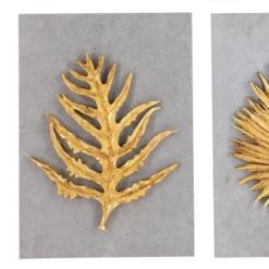 Set Of 4 Cement Leaf Framed 3D Wall Decors Gold - Olivia & May -Finest Home Decoration GUEST 7278cc2a 50ac 4070 b286 2bc5f61b6709