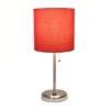 19.5" Bedside USB Port Feature Metal Table Desk Lamp Brushed Steel With Red Fabric Shade - Creekwood Home -Finest Home Decoration GUEST 73156a8e a28d 472a a007 0bda41cd654b