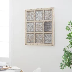 Metal Scroll Wall Decor With Embossed Details Beige - Olivia & May -Finest Home Decoration GUEST 7321c44b 2e1a 4c0f 9e8b e7f5c3354fb8