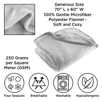 Hastings Home Oversized Flannel Fleece Throw Blanket - 60" X 70", Dawn Gray 3 Hastings Home Oversized Flannel Fleece Throw Blanket - 60" X 70", Dawn Gray - Image 2