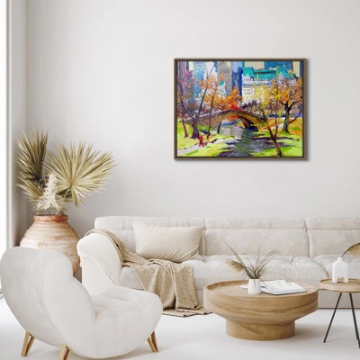 Americanflat Fall In Central Park 21"x31" Brown Framed Canvas 3 Americanflat Fall In Central Park 21"x31" Brown Framed Canvas