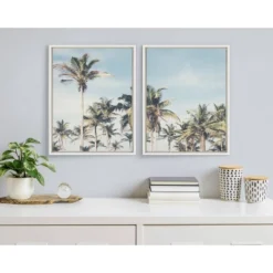 18" X 24" 2pc Sylvie Coastal Coconut Palm Tree Beach Framed Canvas Set By The Creative Bunch Studio White - Kate & Laurel All Things Decor -Finest Home Decoration GUEST 746e02e7 5981 42ce abd5 ee5fc6928aa5