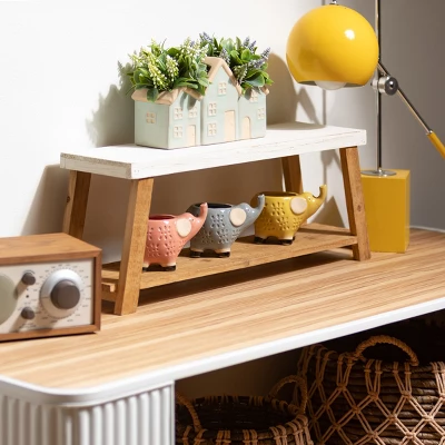 Sullivans Bench-Seat-Shaped Wall Shelf Set Of 2, 9.75"H & 8.5"H White 5 Sullivans Bench-Seat-Shaped Wall Shelf Set Of 2, 9.75"H & 8.5"H White - Image 3