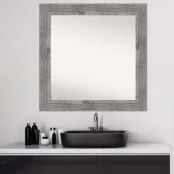 32" X 32" Non-Beveled Bridge Wood Bathroom Wall Mirror Gray - Amanti Art 15 32" X 32" Non-Beveled Bridge Wood Bathroom Wall Mirror Gray - Amanti Art -Finest Home Decoration GUEST 74ed6091 3892 453e 8e60 581eaca8da2a