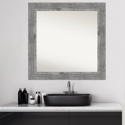 32" X 32" Non-Beveled Bridge Wood Bathroom Wall Mirror Gray - Amanti Art 8 32" X 32" Non-Beveled Bridge Wood Bathroom Wall Mirror Gray - Amanti Art - Image 6