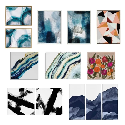 (Set Of 3) 18" X 24" Sylvie Blue Mountain Range Framed Canvas Set Natural - Kate & Laurel All Things Decor 5 (Set Of 3) 18" X 24" Sylvie Blue Mountain Range Framed Canvas Set Natural - Kate & Laurel All Things Decor - Image 3