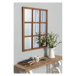 26" X 32" Hogan Windowpane Framed Wall Mirror Natural - Kate And Laurel -Finest Home Decoration GUEST 774a765b b00f 4169 b5bb 9fb0b424ec7c