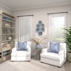 Metal Plate Wall Decor With Embossed Details Blue - Olivia & May -Finest Home Decoration GUEST 7a81560c fe39 4add 9b9d c13c8608bcf8