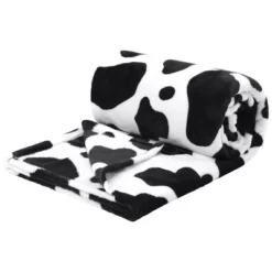 PiccoCasa 300GSM Cow Printed Fleece Flannel Throw Blanket Black And White 1 Pc -Finest Home Decoration GUEST 7b018130 31ab 43af b910 b09f130840cb