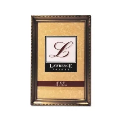 Lawrence Frames Antique Brass 4x6 Picture Frame - Bead Border Design 11446
