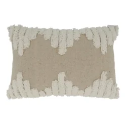 13"x20" Oversize Cotton With Tufted Cross Design Lumbar Throw Pillow Cover - Saro Lifestyle -Finest Home Decoration GUEST 7d4e4795 2d58 409b 931d bb7c1576ea2f