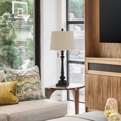 31.5" Resin Traditional Table Lamp Rustic Iron - Cal Lighting 4 31.5" Resin Traditional Table Lamp Rustic Iron - Cal Lighting - Image 2