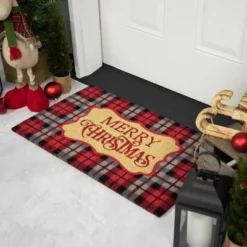 Northlight Red And Black Plaid "Merry Christmas" Rectangular Doormat 18" X 30" -Finest Home Decoration GUEST 7e9a6b17 3b05 435d adb0 153805ecbdaa
