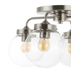 18" 4-Light Piper Farmhouse Rustic Iron/Glass LED Semi Flush Mount Nickel/Clear - JONATHAN Y -Finest Home Decoration GUEST 7ed7f1e7 9361 4701 9cd4 bde5a7bb826f