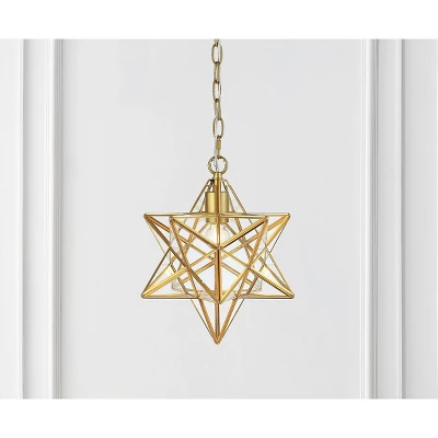 12" Stella Moravian Star Metal/Clear Glass LED Pendant - Jonathan Y 8 12" Stella Moravian Star Metal/Clear Glass LED Pendant - Jonathan Y - Image 6