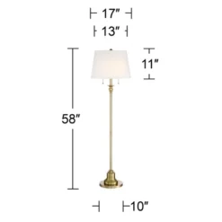 360 Lighting Spenser Vintage Floor Lamp 58" Tall Brushed Antique Brass Metal Off White Linen Drum Shade For Living Room Bedroom Office House Home -Finest Home Decoration GUEST 7f850d7b 2807 443a ad60 83269be3ccee