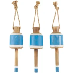 Set Of 3 Wood Buoy Anchor Sailboat And Ship Wheel Wall Decors With Hanging Rope Blue - Olivia & May -Finest Home Decoration GUEST 80e82415 df1e 4b13 b9ae 645a76346aa0