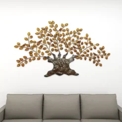 Traditional Metal Tree Indoor Outdoor Wall Decor With Leaves Brown - Olivia & May -Finest Home Decoration GUEST 8129baf1 fa15 4bff 8046 dab93b85529b