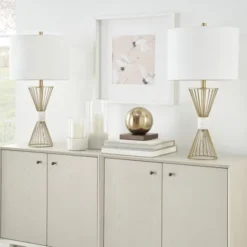 27" Gold Metal Wire With Marble Table Lamp - Nourison -Finest Home Decoration GUEST 814e1690 da9d 40bd 874e a06b67083d71