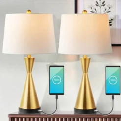 (Set Of 2) 26" Colton Classic French Country Iron LED Table Lamp With USB Charging Port (Includes LED Light Bulb) - JONATHAN Y -Finest Home Decoration GUEST 81741b8a 06f6 49bb 9028 0d060b151ea2