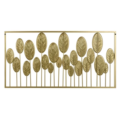 Pendant Leaflets Metal Medallion Stemmed Leaves Wall Art Gold - StyleCraft 5 Pendant Leaflets Metal Medallion Stemmed Leaves Wall Art Gold - StyleCraft - Image 3